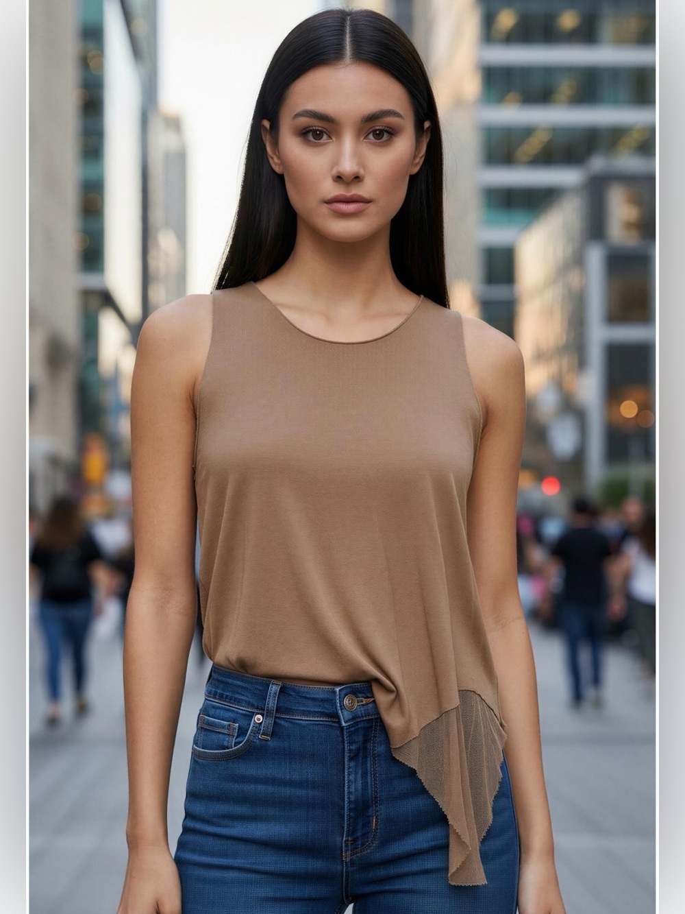 Raquel Allegra Size 0 Muscle Tank Sand Tan Neutral Delicate Minimalist Capsule